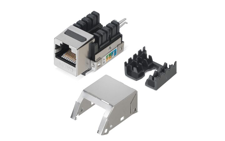 фото - Модуль Keystone Jack RJ-45(8P8C), FTP, CAT 5e, тип 90 градусов REXANT PRO (02-0072)