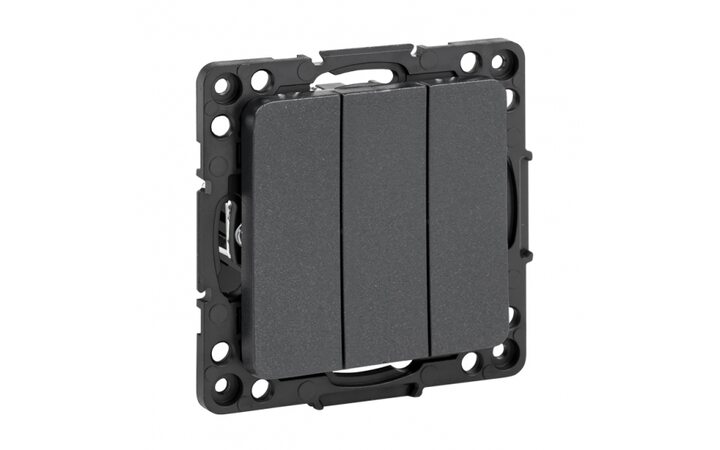 фото - Механизм выключателя 3-кл.Стокгольм 10А черн. PROxima EKF EZV10-024-10