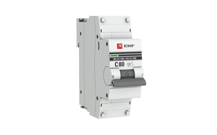 фото - Выключатель автоматический модульный 1п C 80А 10кА ВА 47-100 PROxima EKF mcb47100-1-80C-pro