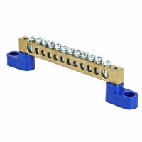 фото - Шина нулевая N 6х9 12 отвер. латунь 2 син. угловых изолятора PROxima EKF sn0-63-12-2