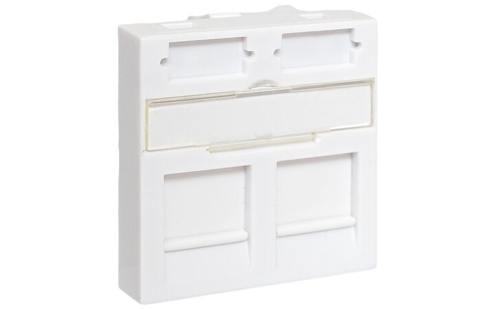 фото - Вставка розеточная 45х45мм формат Mosaic на 2 модуля Keystone защ. шторки и маркерами бел. TeraLINK PRO EKF TRP-INS-MOS-2M2P-WH