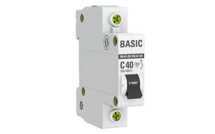 фото - Выключатель автоматический модульный 1п C 40А 4.5кА ВА 47-29 Basic EKF mcb4729-1-40C
