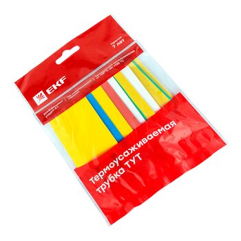 фото - Набор трубок термоусадочных ТУТ нг тонкостен. 20/10 (7 цветов по 3шт 100мм) EKF tut-n-20