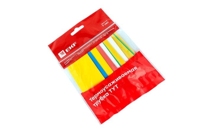 фото - Набор трубок термоусадочных ТУТ нг тонкостен. 20/10 (7 цветов по 3шт 100мм) EKF tut-n-20