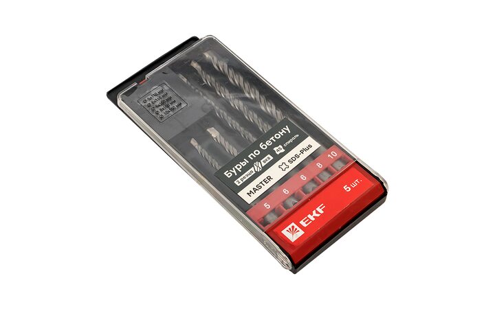 фото - Набор буров по бетону SDS-plus (5/110; 6/110; 6/160; 8/160; 10/160) 2 резца 4S спираль Master EKF db-h5-2x4