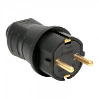 Вилка прямая 16А IP44 2P+PE 230В каучук EKF RPS-011-16-230-44
