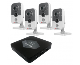 Комплект видеонаблюдения Ivideon Bridge + 4 IP-камеры Hiwatch DS-I114W