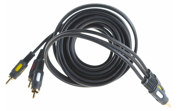 фото - Шнур 3 RCA - 3 RCA, длина 3 метра, черный (GОLD- металл) REXANT