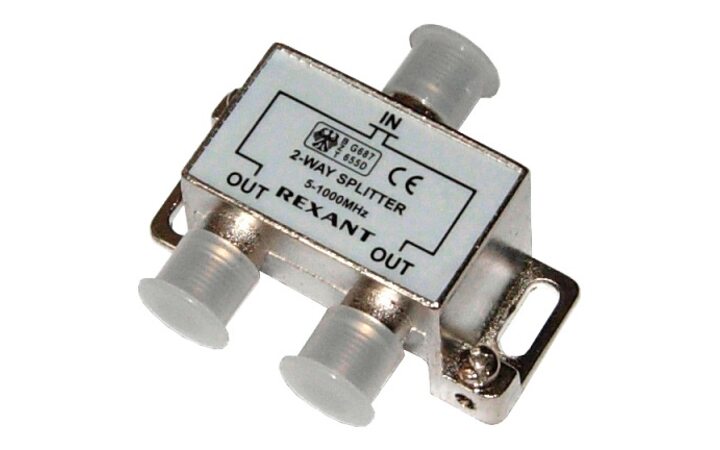 фото - REXANT Делитель ТВ х 2 под F разъём 5-1000 МГц (05-6001)