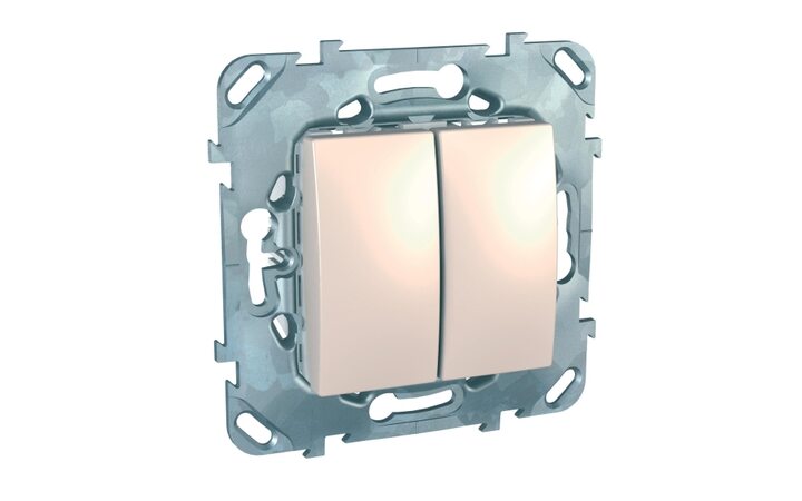 фото - Schneider Electric SE Unica Беж Выключатель 2-клавишный (сх.5) (MGU5.211.25ZD)