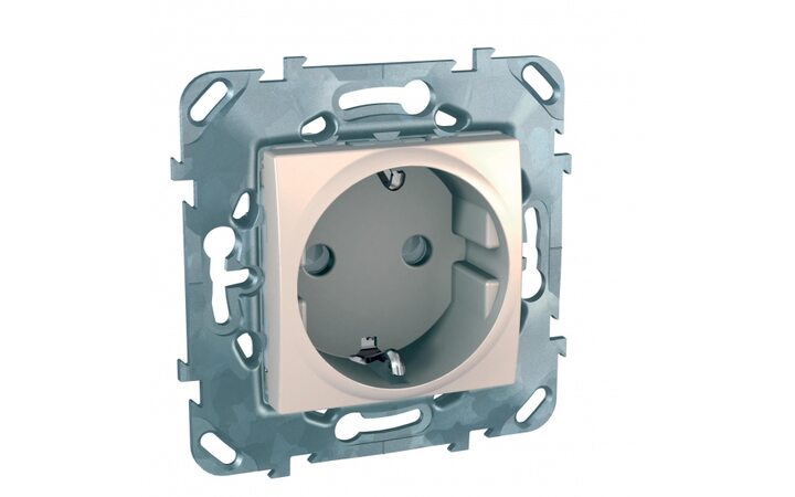 фото - Schneider Electric SE Unica Беж Розетка 1-ая с с/з с защитными шторками винт. зажим (MGU5.037.25ZD)