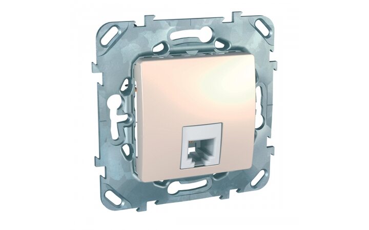 фото - Schneider Electric SE Unica Беж Розетка ТЛФ 1-ая 4 контакта (MGU5.492.25ZD)