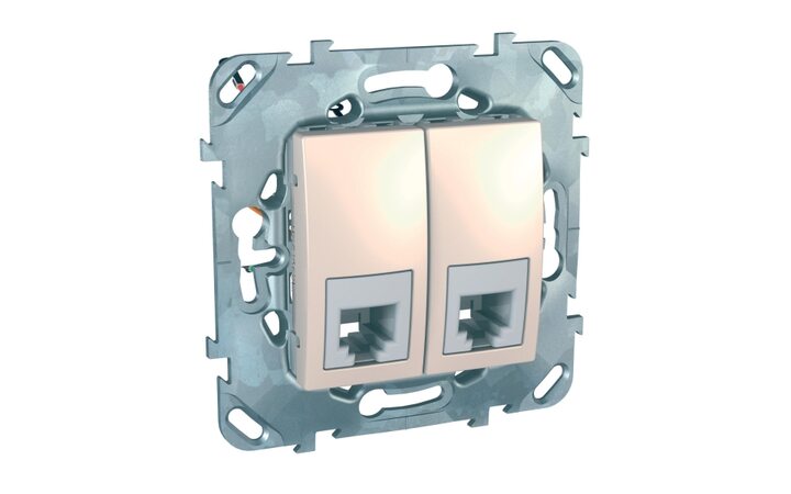 фото - Schneider Electric SE Unica Беж Розетка ТЛФ 2-ая 4 контакта (MGU5.9090.25ZD)