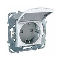 Schneider Electric SE Unica Бел Розетка 1-ая с/з, с крышкой и защитными шторками, винт.зажим (MGU5.037.18TAZD)