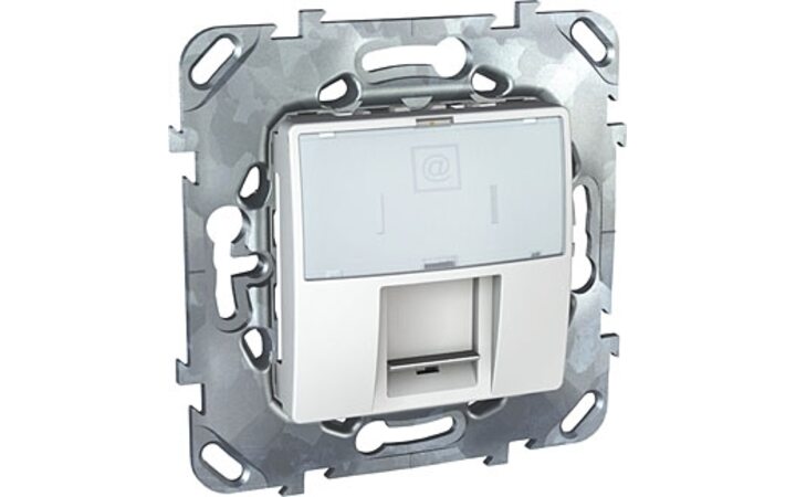 фото - Schneider Electric SE Unica Бел Розетка комп(RJ45) 1-ая кат 5е с полем для надписи (MGU5.421.18ZD)