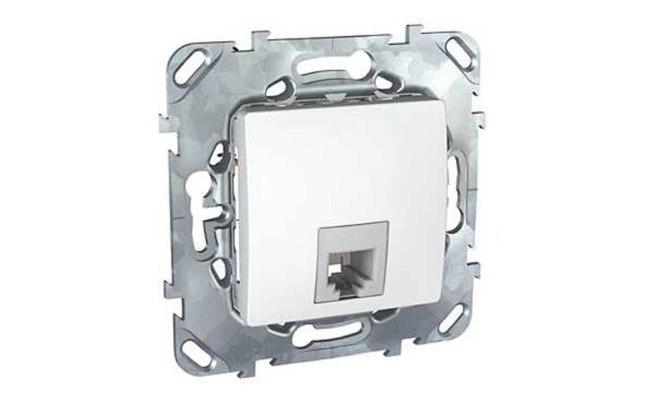 фото - Schneider Electric SE Unica Бел Розетка ТЛФ 1-ая 4 контакта (MGU5.492.18ZD)