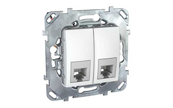 фото - Schneider Electric SE Unica Бел Розетка ТЛФ 2-ая 4 контакта (MGU5.9090.18ZD)