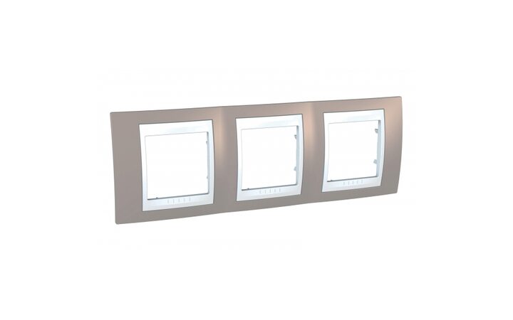 фото - Schneider Electric SE Unica Хамелеон Коричневый/Бел Рамка 3-ая гориз (MGU6.006.874)