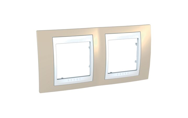 фото - Schneider Electric SE Unica Хамелеон Песчаный/Бел Рамка 2-ая гориз (MGU6.004.867)