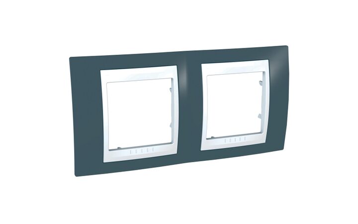 фото - Schneider Electric SE Unica Хамелеон Серо-Зеленый/Бел Рамка 2-ая гориз (MGU6.004.877)