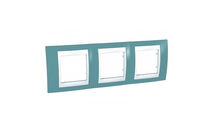 фото - Schneider Electric SE Unica Хамелеон Синий/Бел Рамка 3-ая гориз (MGU6.006.873)