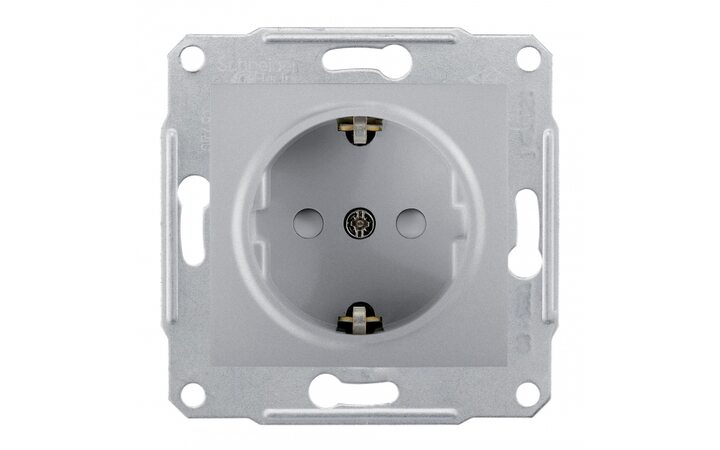 фото - Schneider Electric SE Sedna Алюминий Розетка 1-я с/з с защитными шторками (SE SDN3000160)