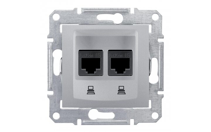 фото - Schneider Electric SE Sedna Алюминий Розетка компьютерная 2-ая RJ45 кат. 5e UTP (SE SDN4400160)