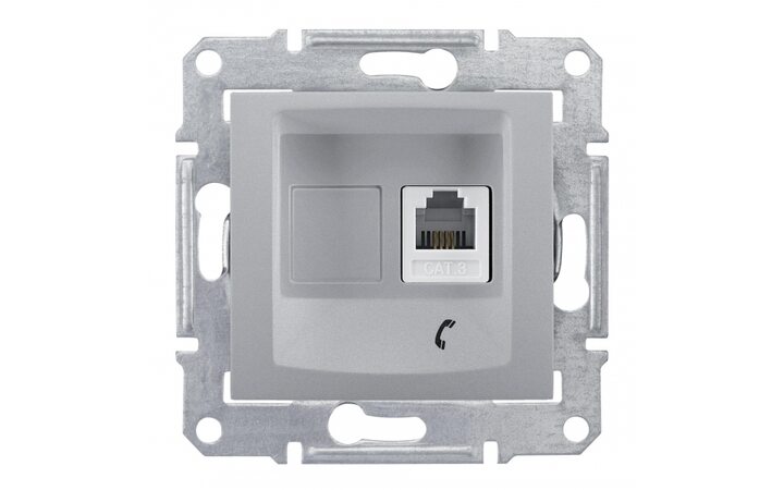 фото - Schneider Electric SE Sedna Алюминий Розетка ТЛФ 1-ая RJ11 (SE SDN4101160)