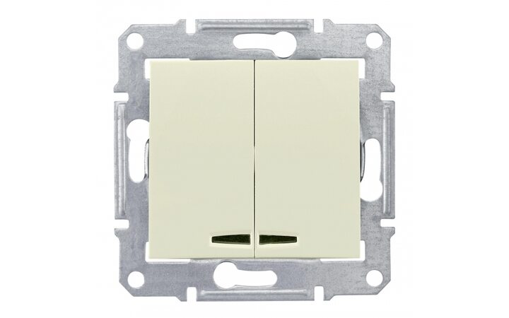 фото - Schneider Electric SE Sedna Беж Выключатель 2-клавишный с подсветкой 10А (сх 5) (SE SDN0300347)