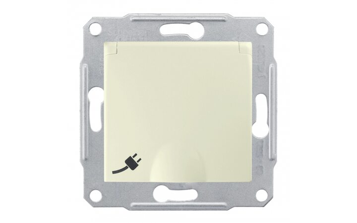 фото - Schneider Electric SE Sedna Беж Розетка 1-я с/з с защитными шторками с крышкой IP44 (SE SDN3100347)