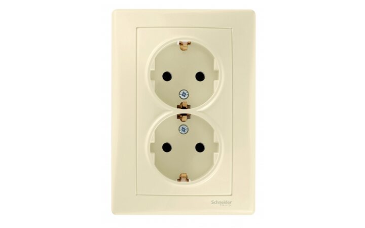 фото - Schneider Electric SE Sedna Беж Розетка 2-я с/з с защитными шторками литая (SE SDN3000747)