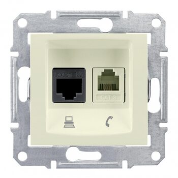 Schneider Electric SE Sedna Беж Розетка двойная ТЛФ + комп кат.5е UTP (RJ11+RJ45) (SE SDN5100147)