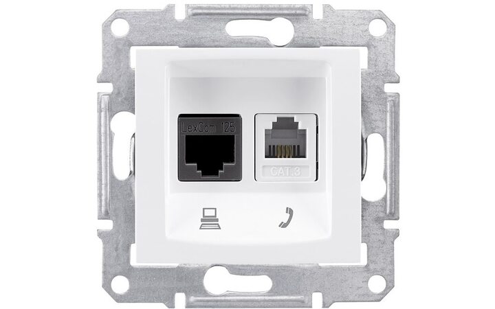 фото - Schneider Electric SE Sedna Бел Розетка двойная ТЛФ + комп кат.5е UTP (RJ11+RJ45) (SE SDN5100121)