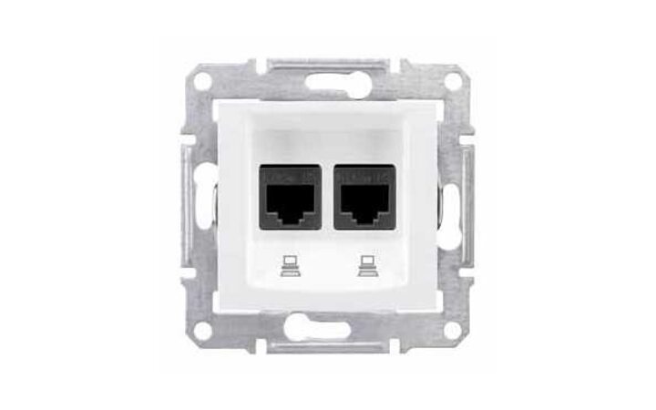 фото - Schneider Electric SE Sedna Бел Розетка компьютерная 2-ая RJ45 кат. 5e UTP (SE SDN4400121)