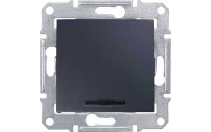 фото - Schneider Electric SE Sedna Графит Выключатель 1-клавишный с подсветкой 10A, 250В (сх.1а) (SE SDN1400170)