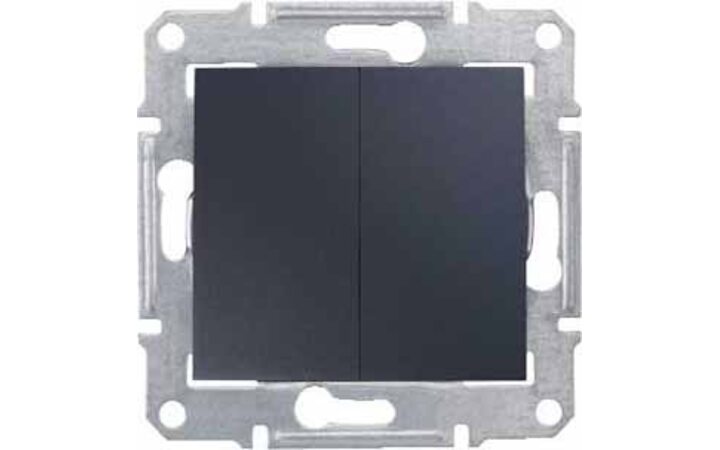фото - Schneider Electric SE Sedna Графит Выключатель 2-клавишный 10A, 250В (cx.5) (SE SDN0300170)