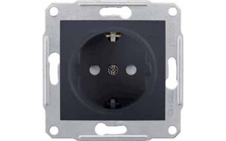 фото - Schneider Electric SE Sedna Графит Розетка 1-я с/з с защитными шторками 16А, 250В (SE SDN3000170)