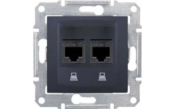фото - Schneider Electric SE Sedna Графит Розетка компьютерная 2-ая RJ45 кат. 5e UTP (SE SDN4400170)