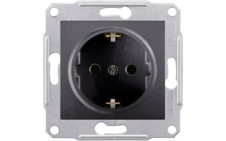 фото - Schneider Electric SE Sedna Графит Розетка с/з б/ш 16А, 250В (SE SDN3000570)