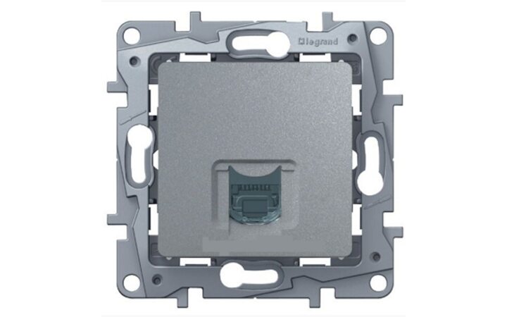 фото - Legrand Etika Алюм Розетка тел. (RJ11) 672440