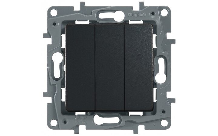 фото - Legrand Etika Антрацит Выключатель 3-клавишный, 10А, авт. клем. 672613