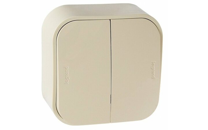 фото - Legrand Quteo Беж Переключатель 2-клавишный 10А (782236)