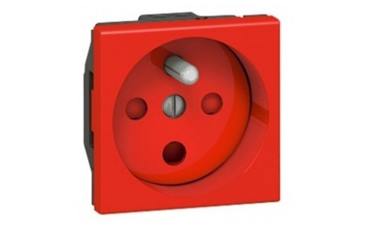 фото - Legrand Mosaic DLP Розетка красная 65 н.ст.2К+З с блок. (077451)