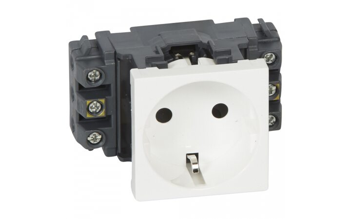 фото - Legrand Mosaic Розетка с/з 2-ая 4М для кабель-каналов, проходные клеммы (077602)