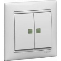 Legrand Valena Бел Переключатель 2-х клавишный с подсветкой (774212)