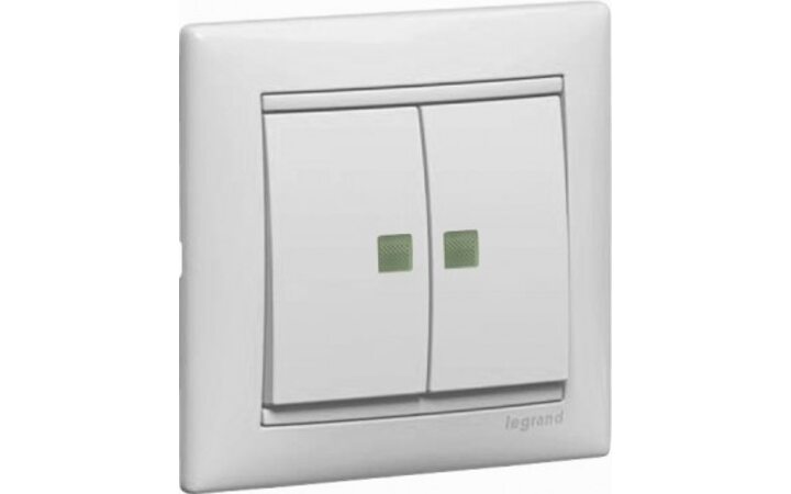 фото - Legrand Valena Бел Переключатель 2-х клавишный с подсветкой (774212)