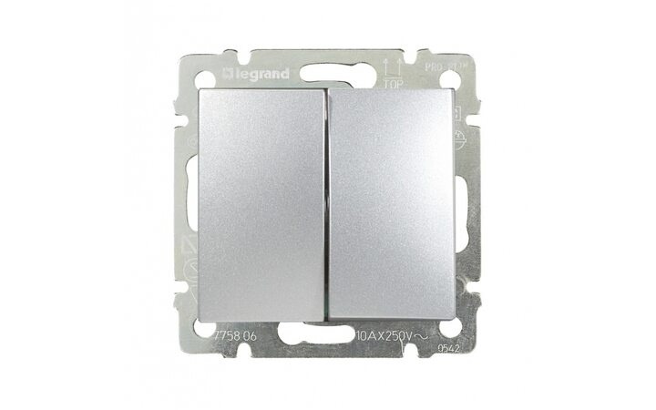 фото - Legrand Valena Алюминий Выключатель 2-х клавишный (770105)