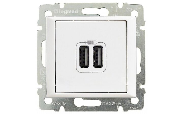 фото - Legrand Valena Бел Розетка 2-ая USB (770470)