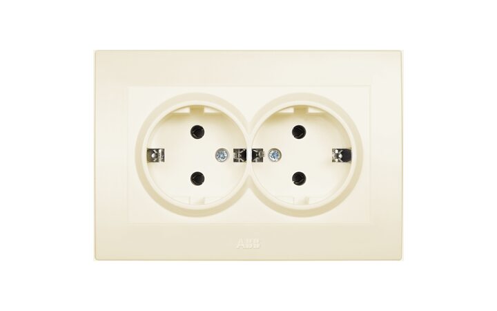 фото - ABB Cosmo Крем Розетка с/з двойная (632-010300-907)