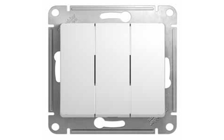 фото - Schneider Electric Glossa Бел Выключатель 3-клавишный, сх.3 (GSL000131)